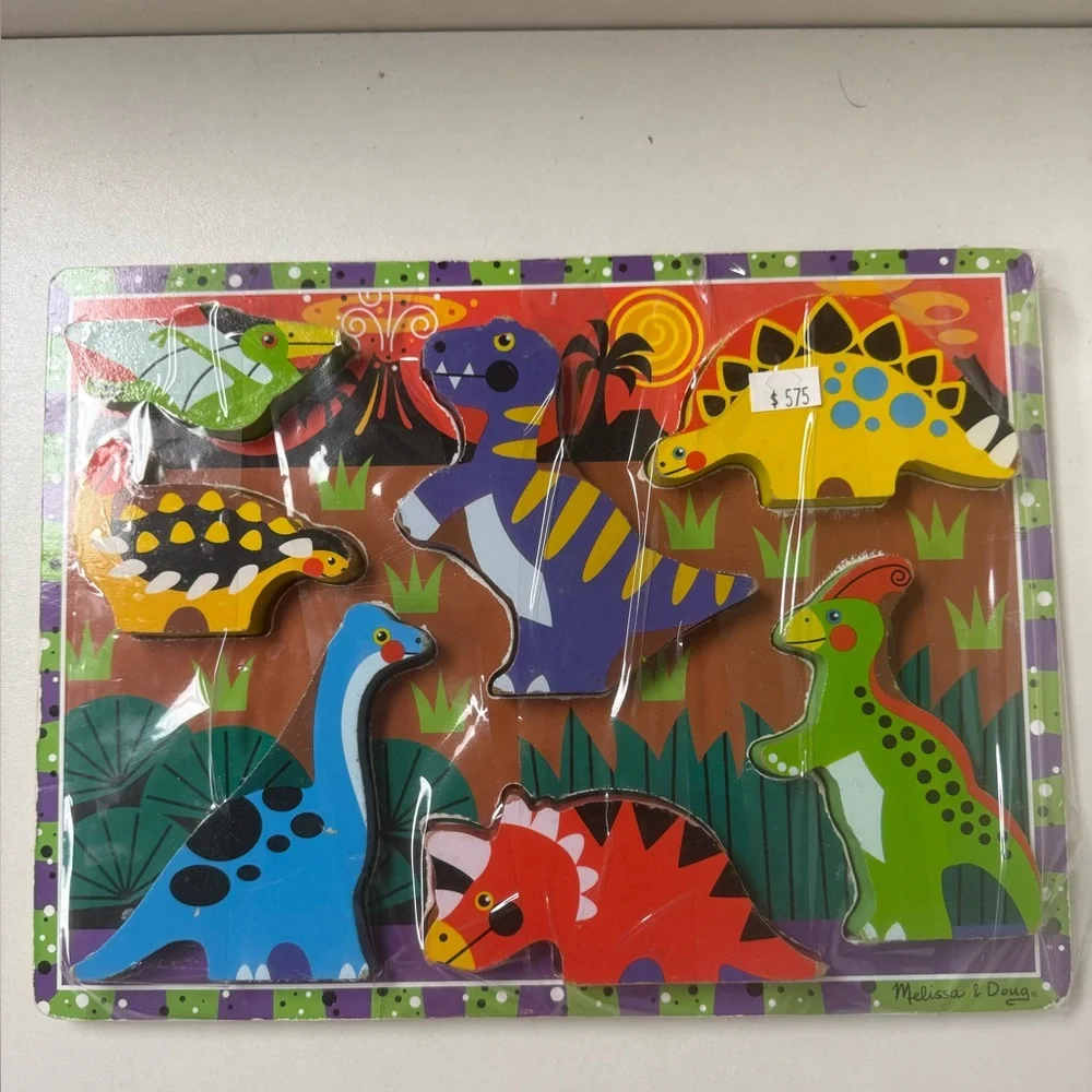 Melissa & Doug Wooden Chunky Puzzle Dinosaur Animal‎ Piece Toddler Toy